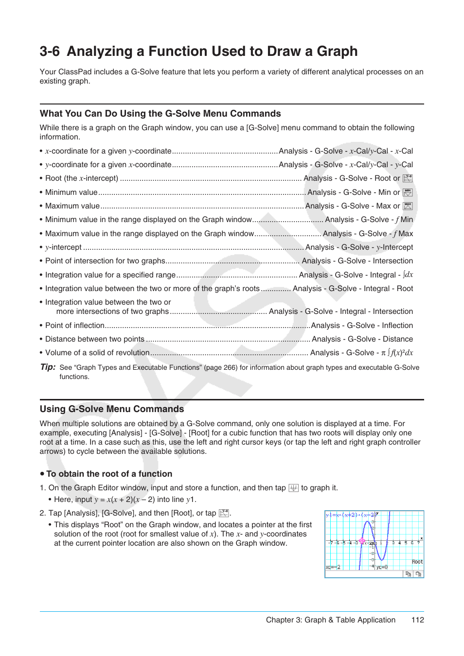 6 analyzing a function used to draw a graph, Analyzing a function used to draw a graph | Casio ClassPad II fx-CP400 User Manual | Page 112 / 275