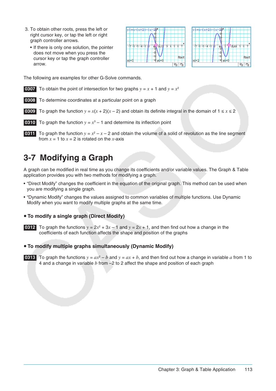 7 modifying a graph, Modifying a graph | Casio ClassPad II fx-CP400 User Manual | Page 113 / 275