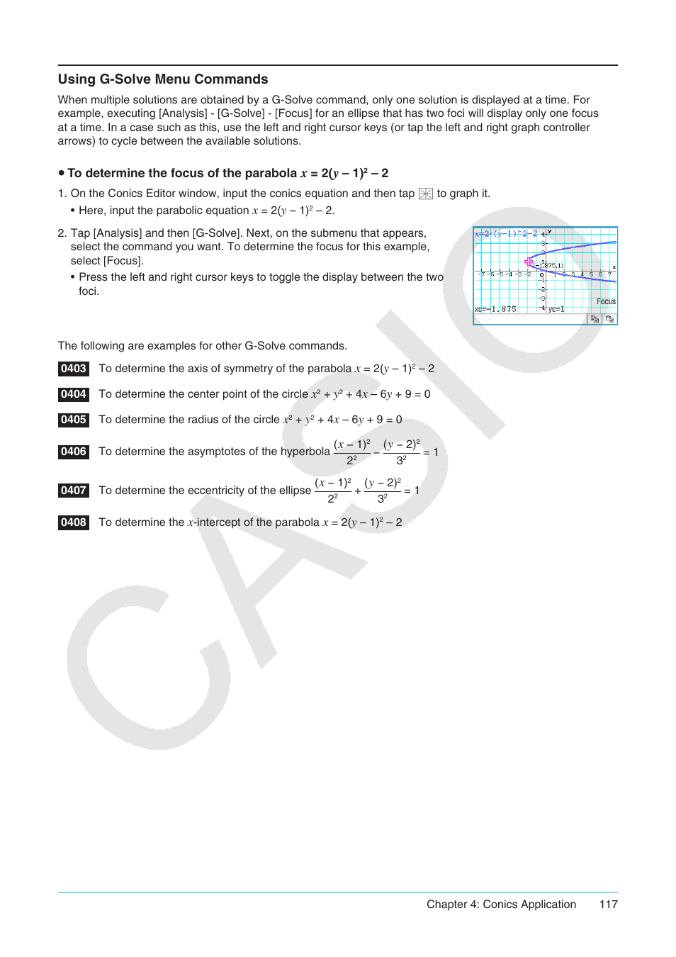 Using g-solve menu commands | Casio ClassPad II fx-CP400 User Manual | Page 117 / 275