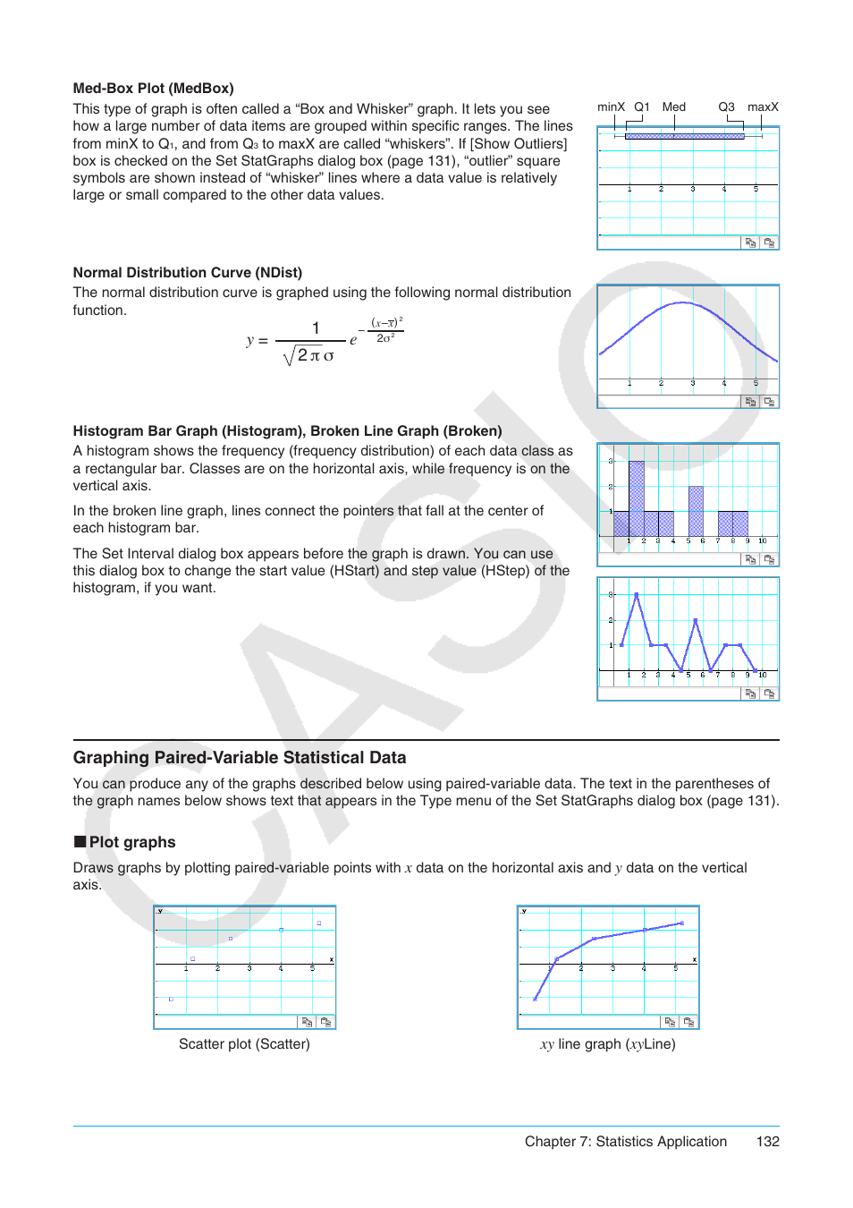 Graphing paired-variable statistical data, Y = 1 2 π σ e | Casio ClassPad II fx-CP400 User Manual | Page 132 / 275