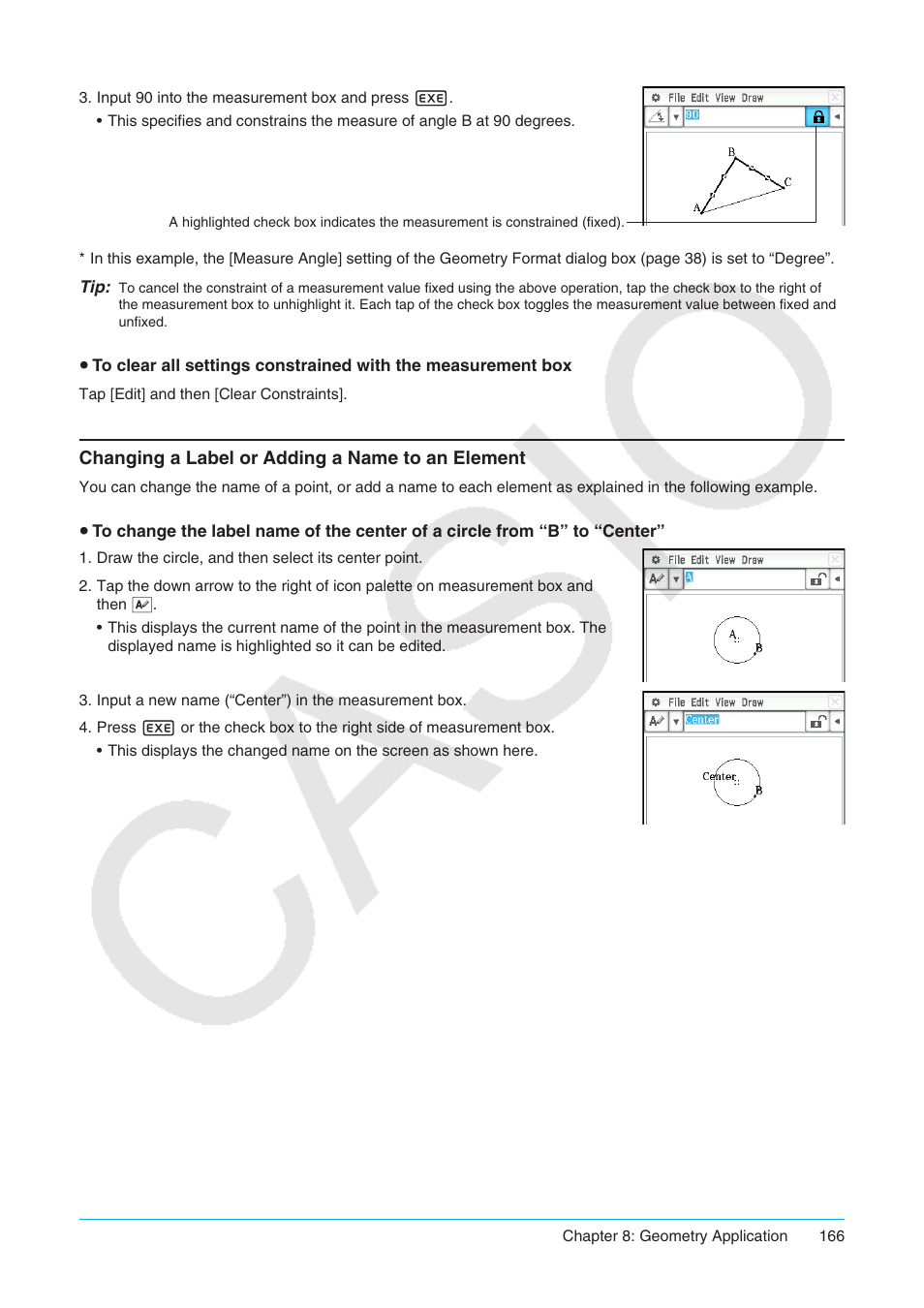 Changing a label or adding a name to an element | Casio ClassPad II fx-CP400 User Manual | Page 166 / 275