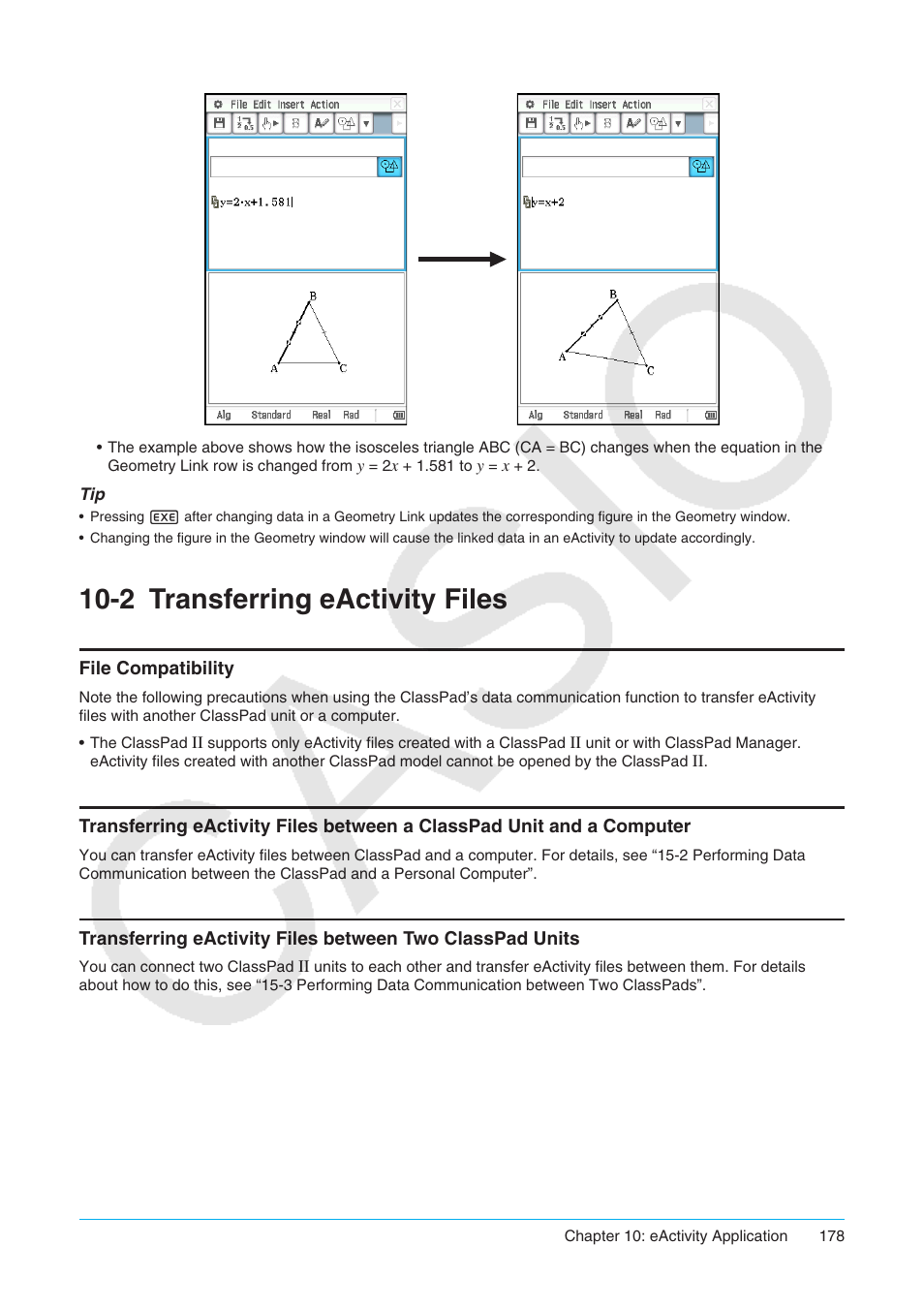 2 transferring eactivity files, Transferring eactivity files | Casio ClassPad II fx-CP400 User Manual | Page 178 / 275