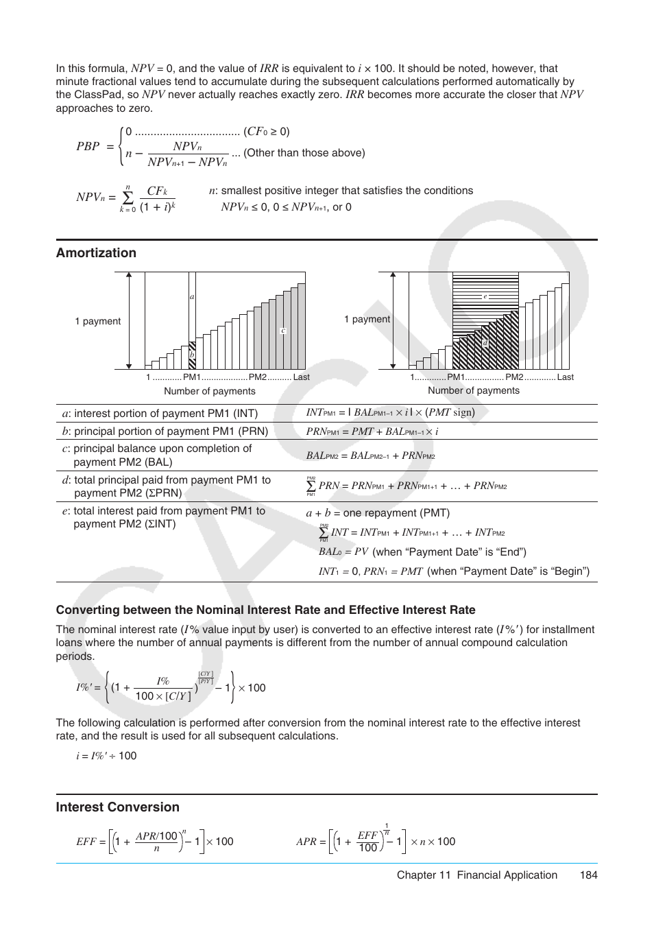 Amortization interest conversion, Amortization, Interest conversion | Casio ClassPad II fx-CP400 User Manual | Page 184 / 275
