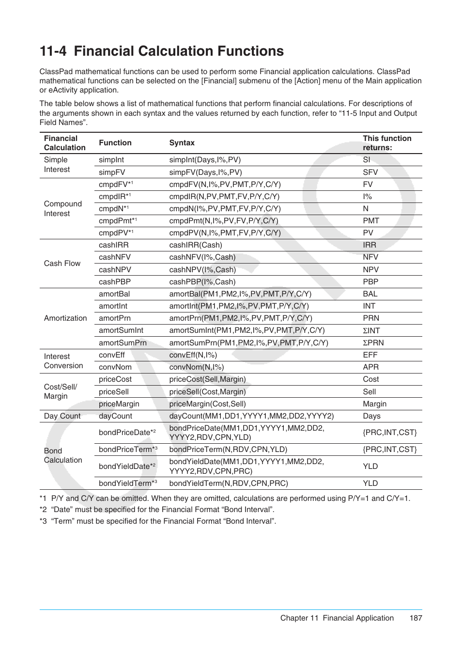 4 financial calculation functions, Financial calculation functions | Casio ClassPad II fx-CP400 User Manual | Page 187 / 275