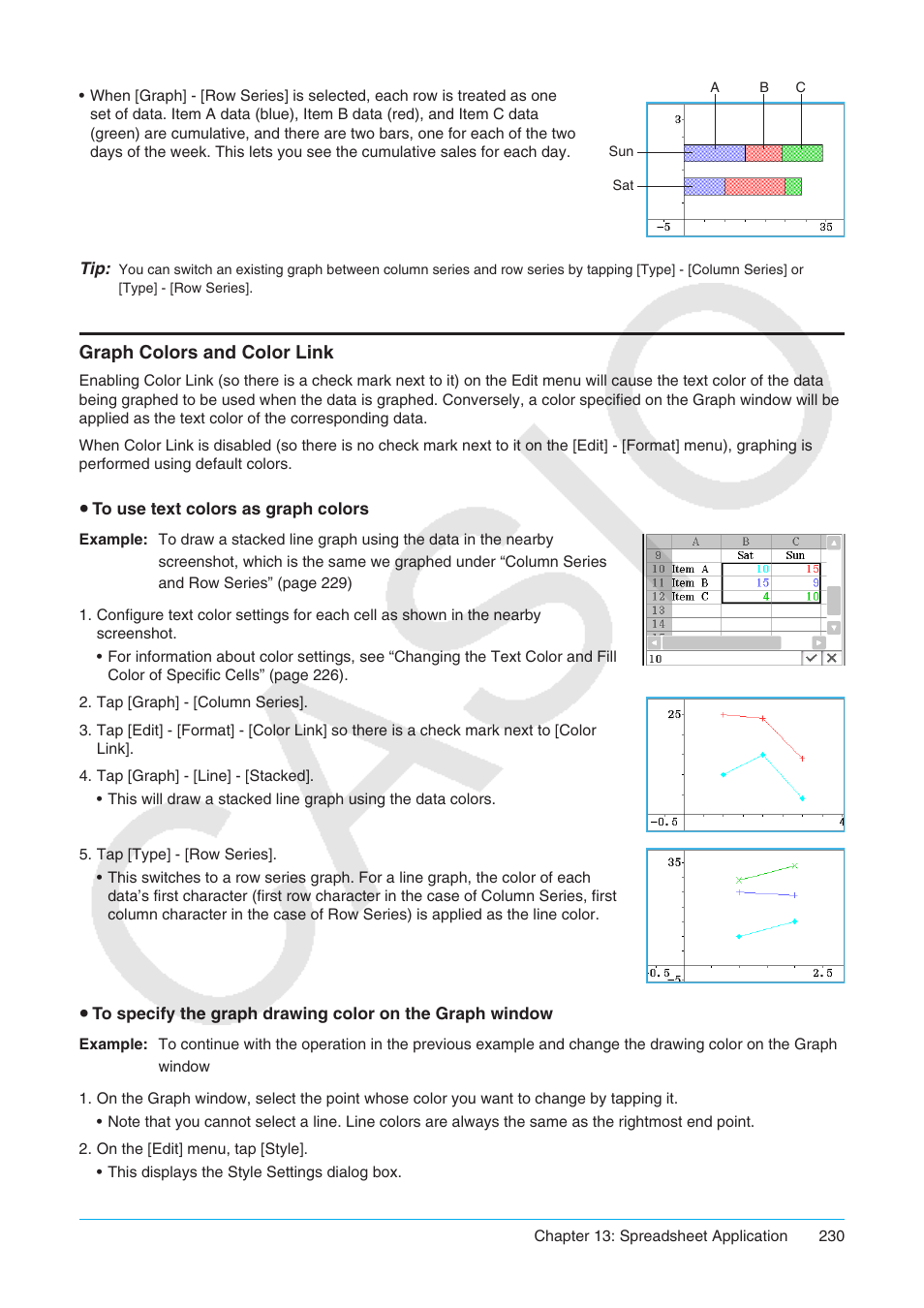 Graph colors and color link | Casio ClassPad II fx-CP400 User Manual | Page 230 / 275