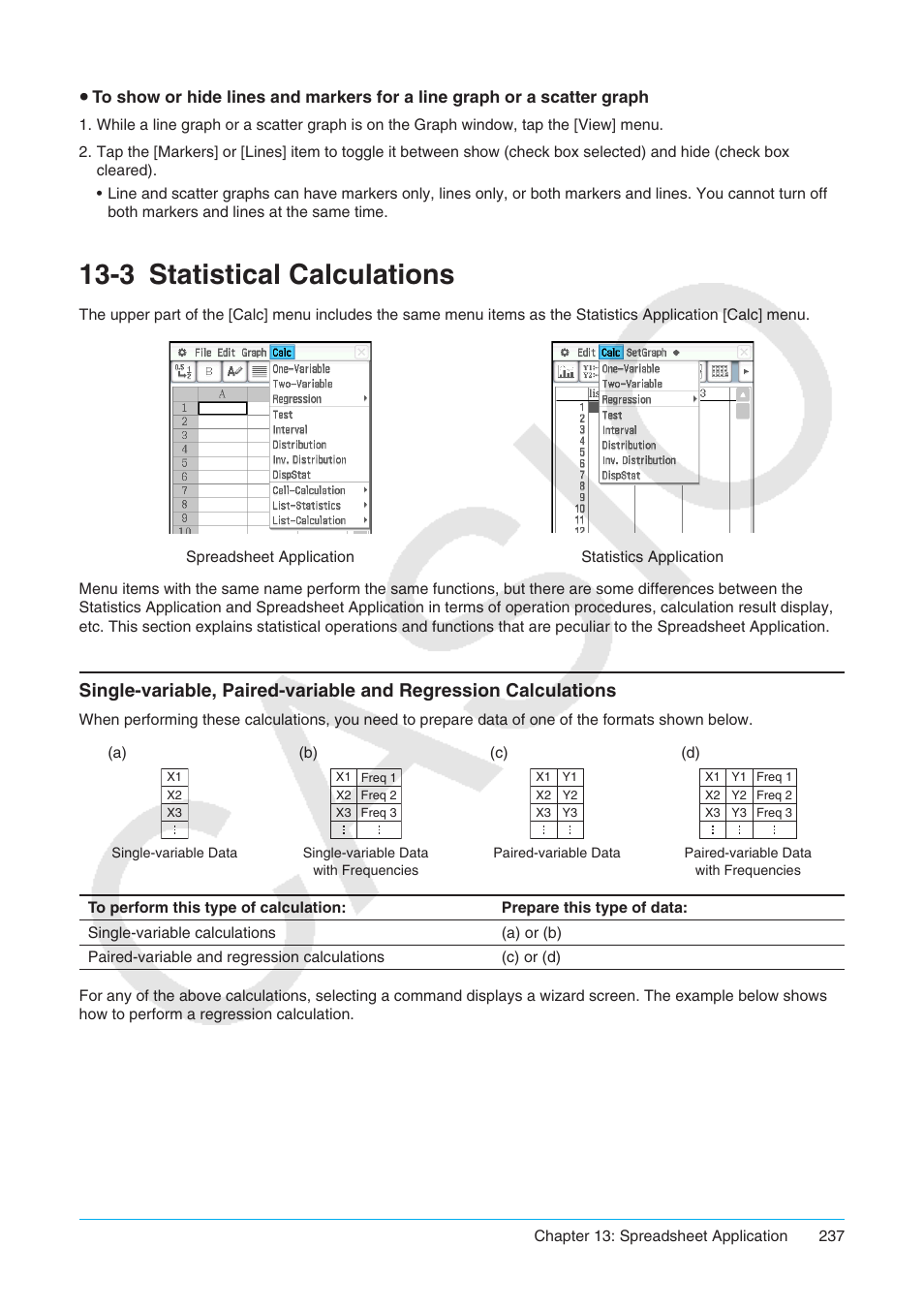 3 statistical calculations, Statistical calculations | Casio ClassPad II fx-CP400 User Manual | Page 237 / 275