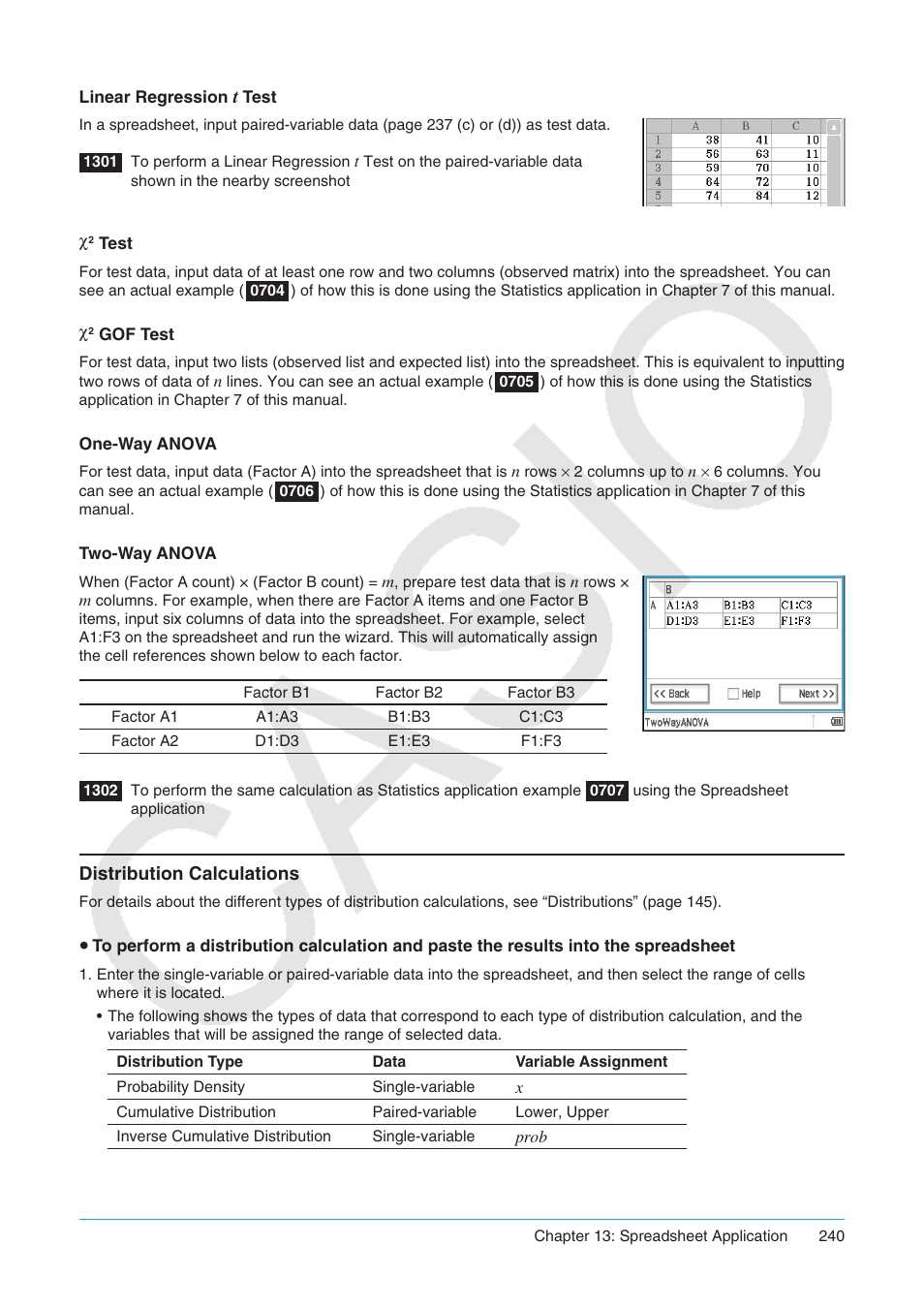 Distribution calculations | Casio ClassPad II fx-CP400 User Manual | Page 240 / 275