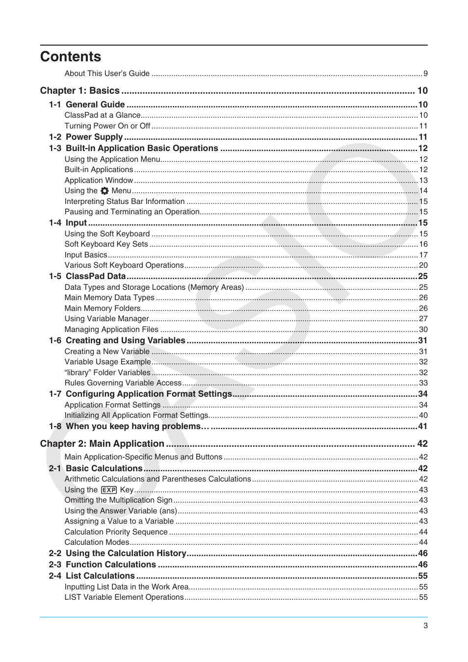 Casio ClassPad II fx-CP400 User Manual | Page 3 / 275