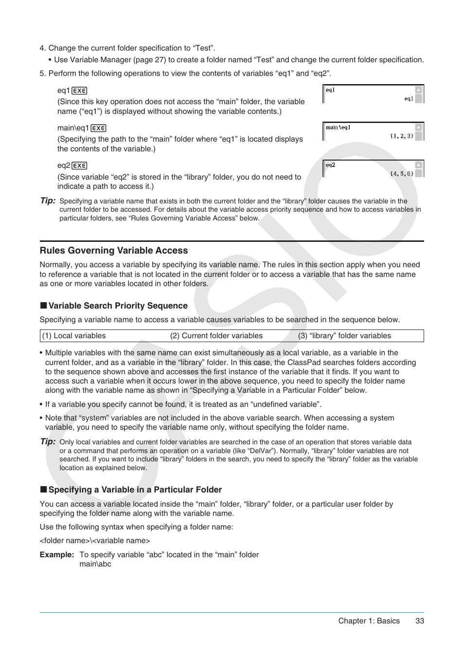 Rules governing variable access | Casio ClassPad II fx-CP400 User Manual | Page 33 / 275