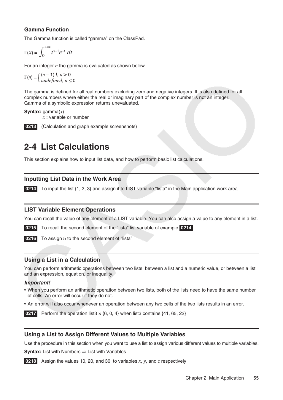 4 list calculations, List calculations | Casio ClassPad II fx-CP400 User Manual | Page 55 / 275