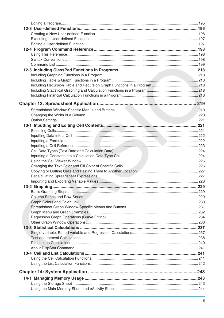 Casio ClassPad II fx-CP400 User Manual | Page 8 / 275