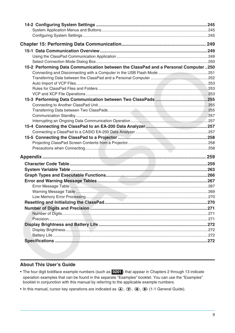 About this user’s guide | Casio ClassPad II fx-CP400 User Manual | Page 9 / 275