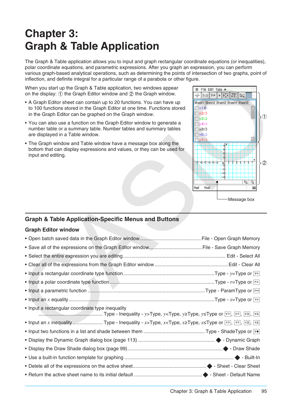 Chapter 3: graph & table application | Casio ClassPad II fx-CP400 User Manual | Page 95 / 275