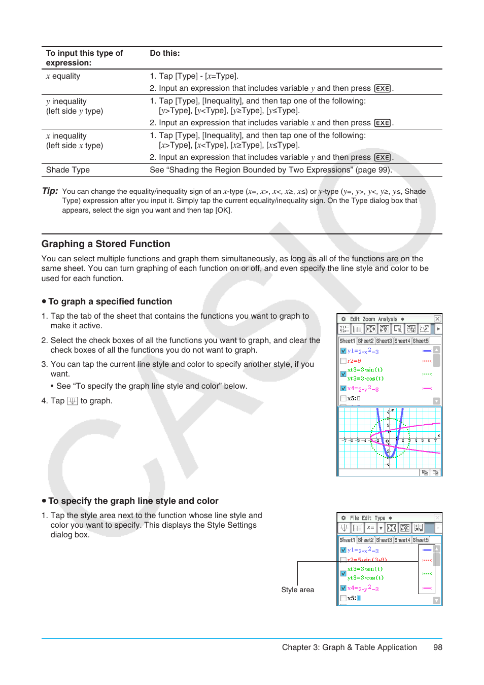 Graphing a stored function | Casio ClassPad II fx-CP400 User Manual | Page 98 / 275
