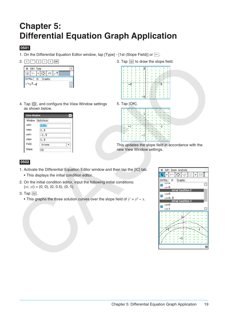 Chapter 5: differential equation graph application | Casio ClassPad II fx-CP400 Examples User Manual | Page 19 / 43