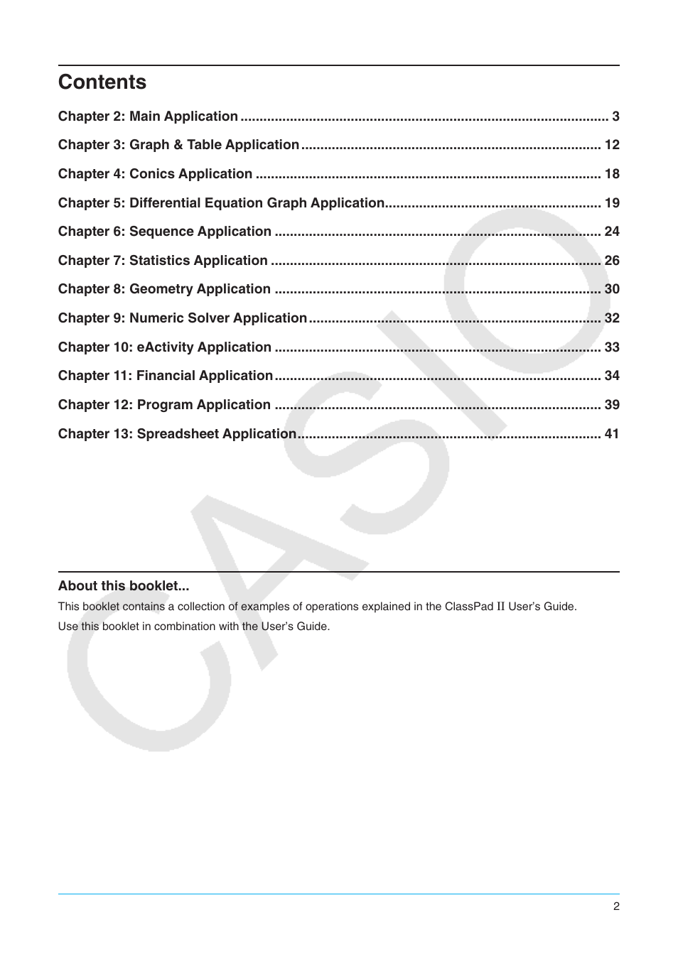 Casio ClassPad II fx-CP400 Examples User Manual | Page 2 / 43