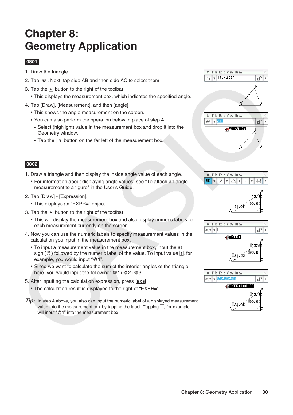 Chapter 8: geometry application | Casio ClassPad II fx-CP400 Examples User Manual | Page 30 / 43