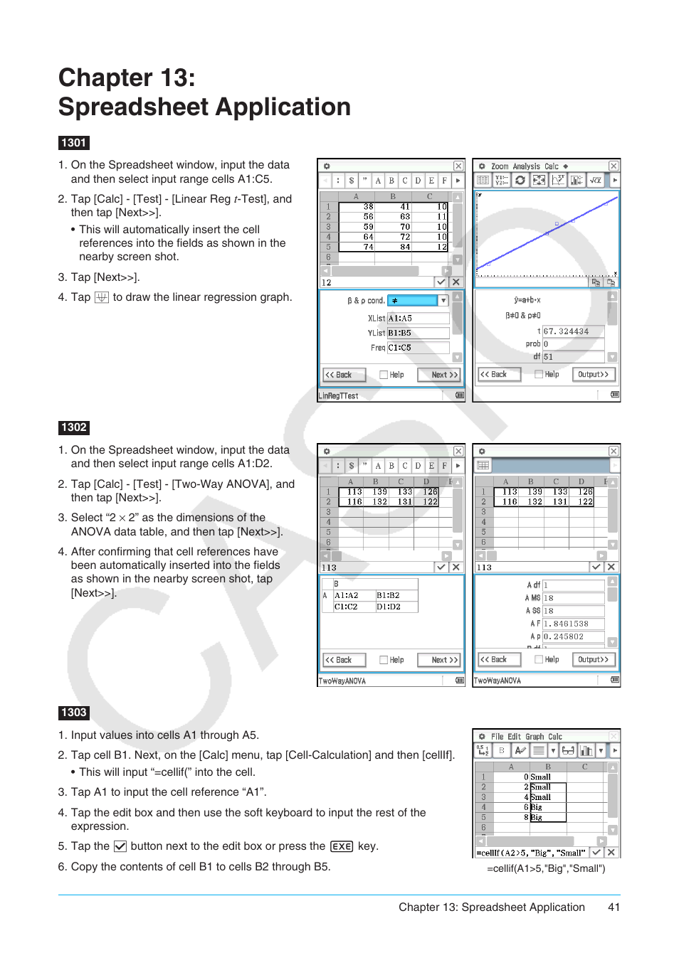 Chapter 13: spreadsheet application | Casio ClassPad II fx-CP400 Examples User Manual | Page 41 / 43