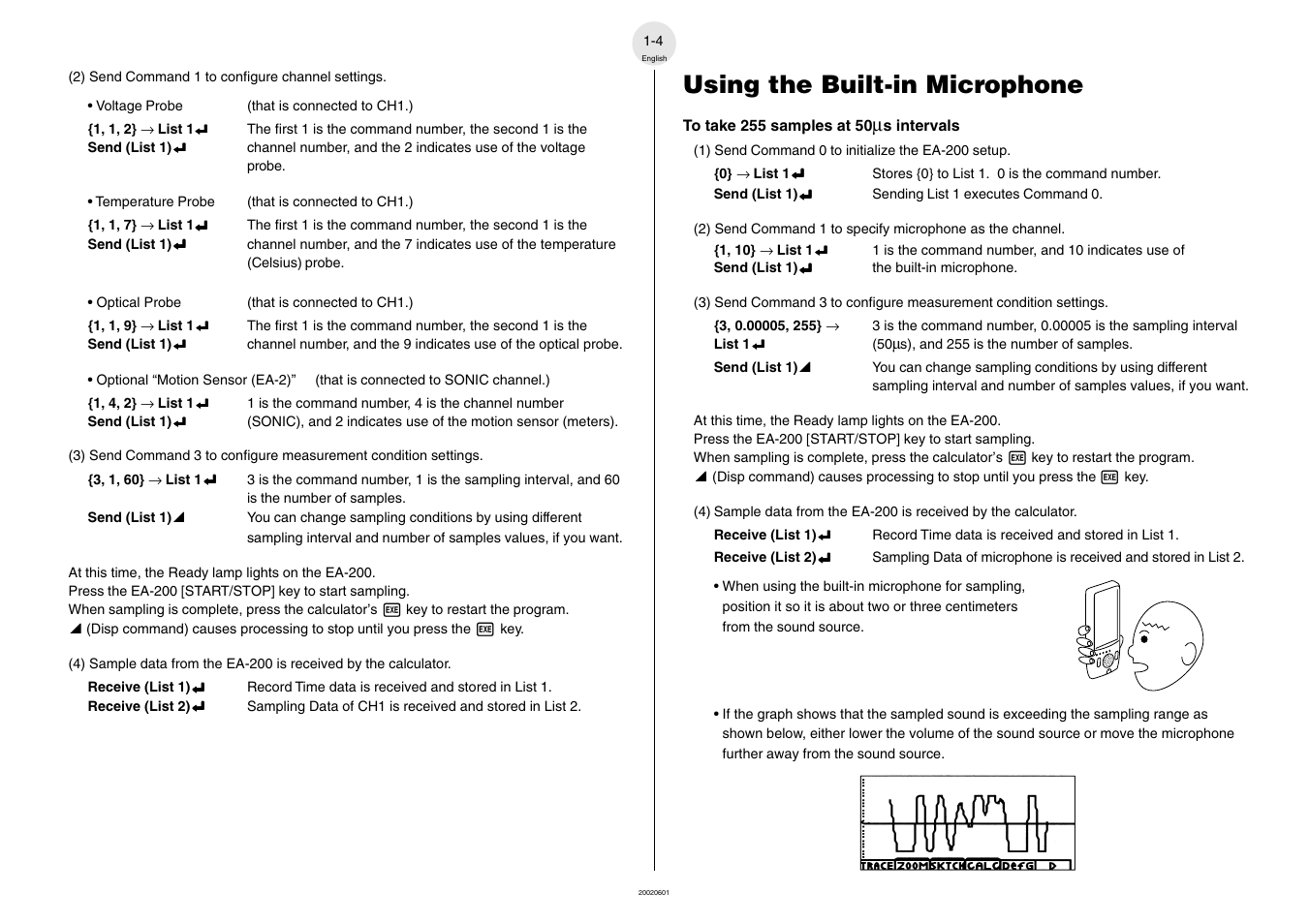 Using the built-in microphone | Casio EA-200 User Manual | Page 10 / 55