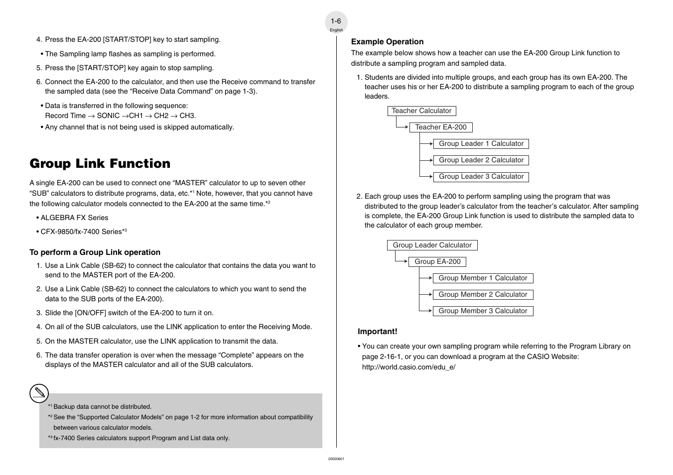 Group link function | Casio EA-200 User Manual | Page 12 / 55