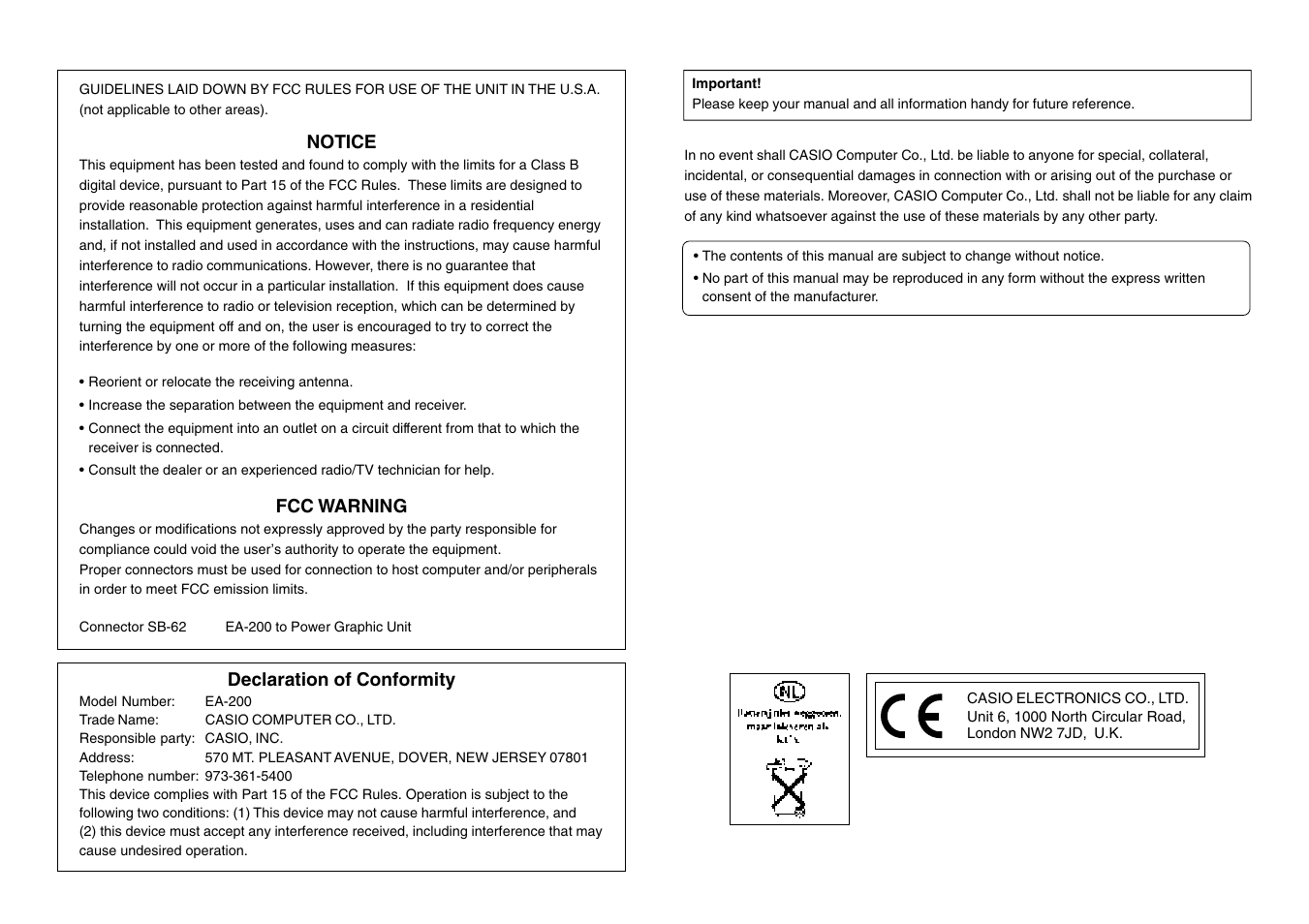 Casio EA-200 User Manual | Page 2 / 55