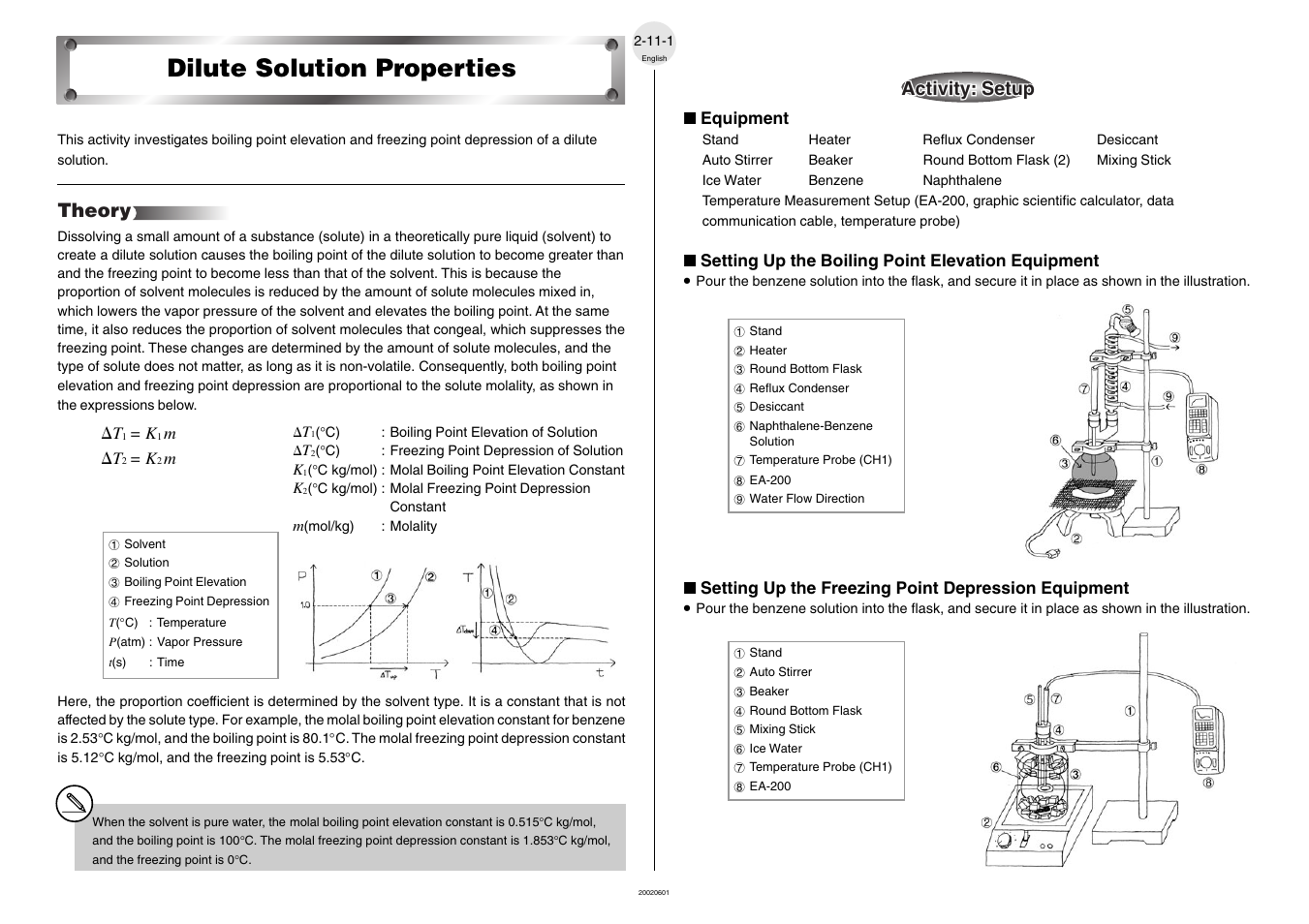 Dilute solution properties, Theory, Activity: setup | Casio EA-200 User Manual | Page 34 / 55