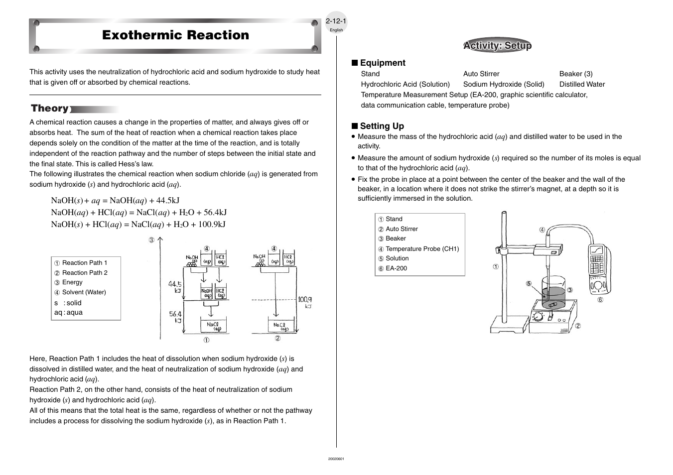 Exothermic reaction, Theory | Casio EA-200 User Manual | Page 36 / 55