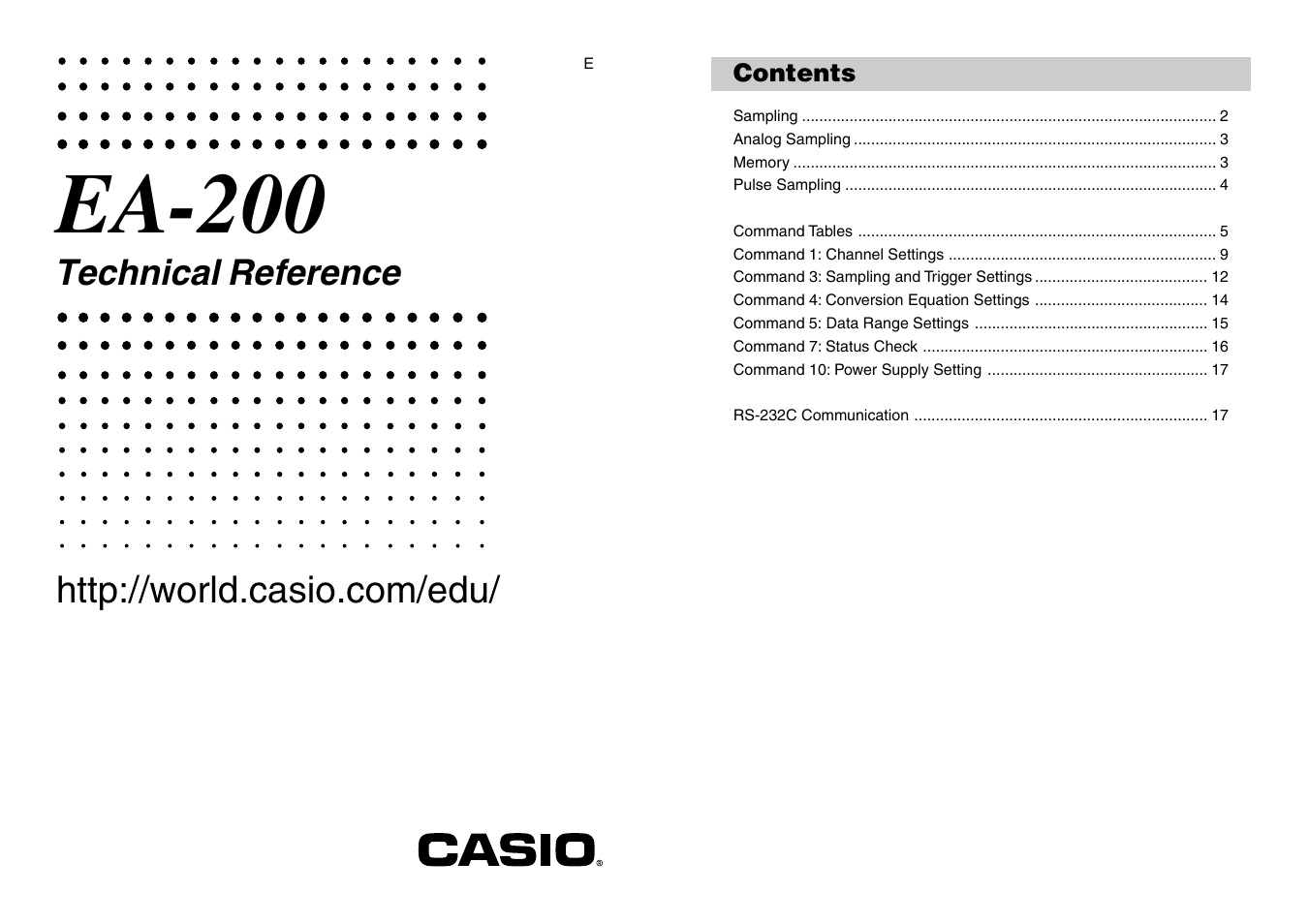 Casio EA-200 Technical Reference User Manual | 20 pages