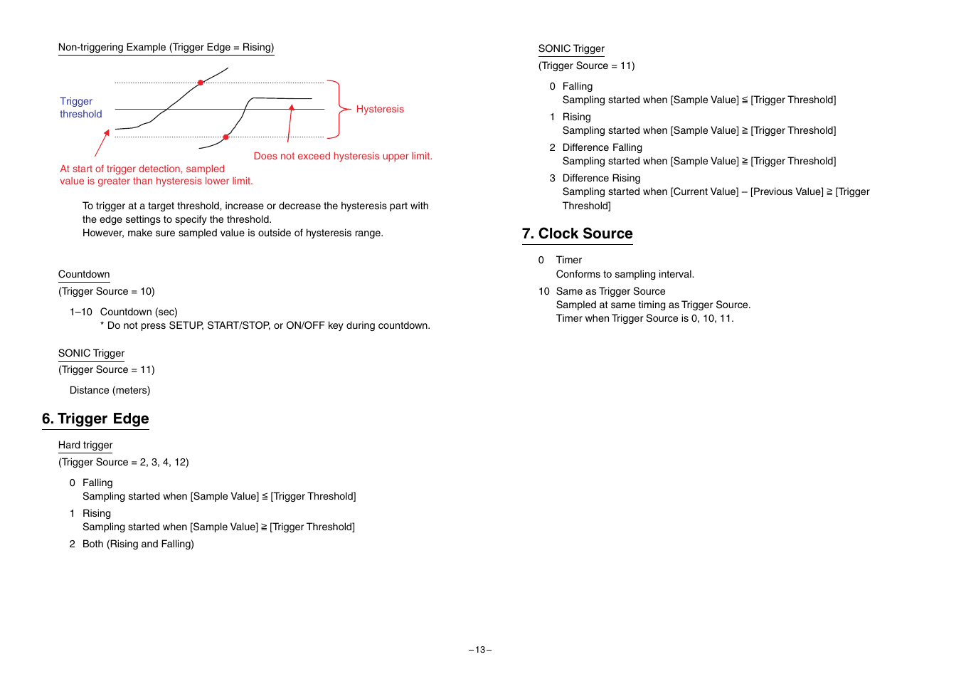 Clock source, Trigger edge | Casio EA-200 Technical Reference User Manual | Page 13 / 20
