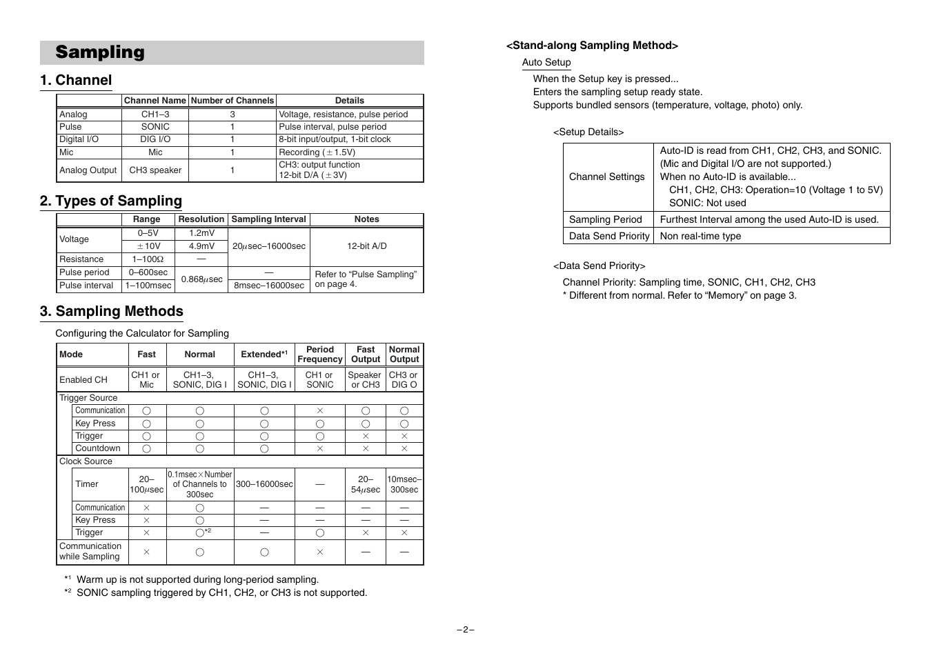 Sampling, Channel, Types of sampling 3. sampling methods | Casio EA-200 Technical Reference User Manual | Page 2 / 20
