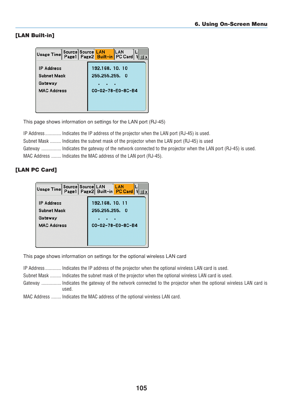 Lan built-in, Lan pc card | Dukane 8808 User Manual | Page 115 / 178