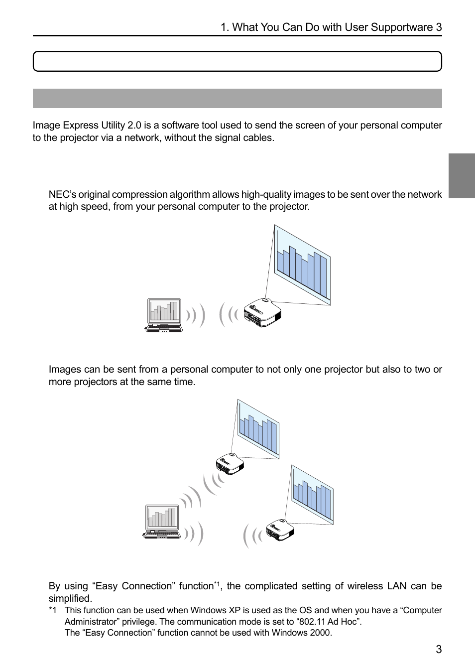 What you can do with user supportware 3, 1. image express utility 2.0, What y ou can do with user supportware 3 | Simultaneous projection by multiple projectors | Dukane 8808 User Manual | Page 145 / 178