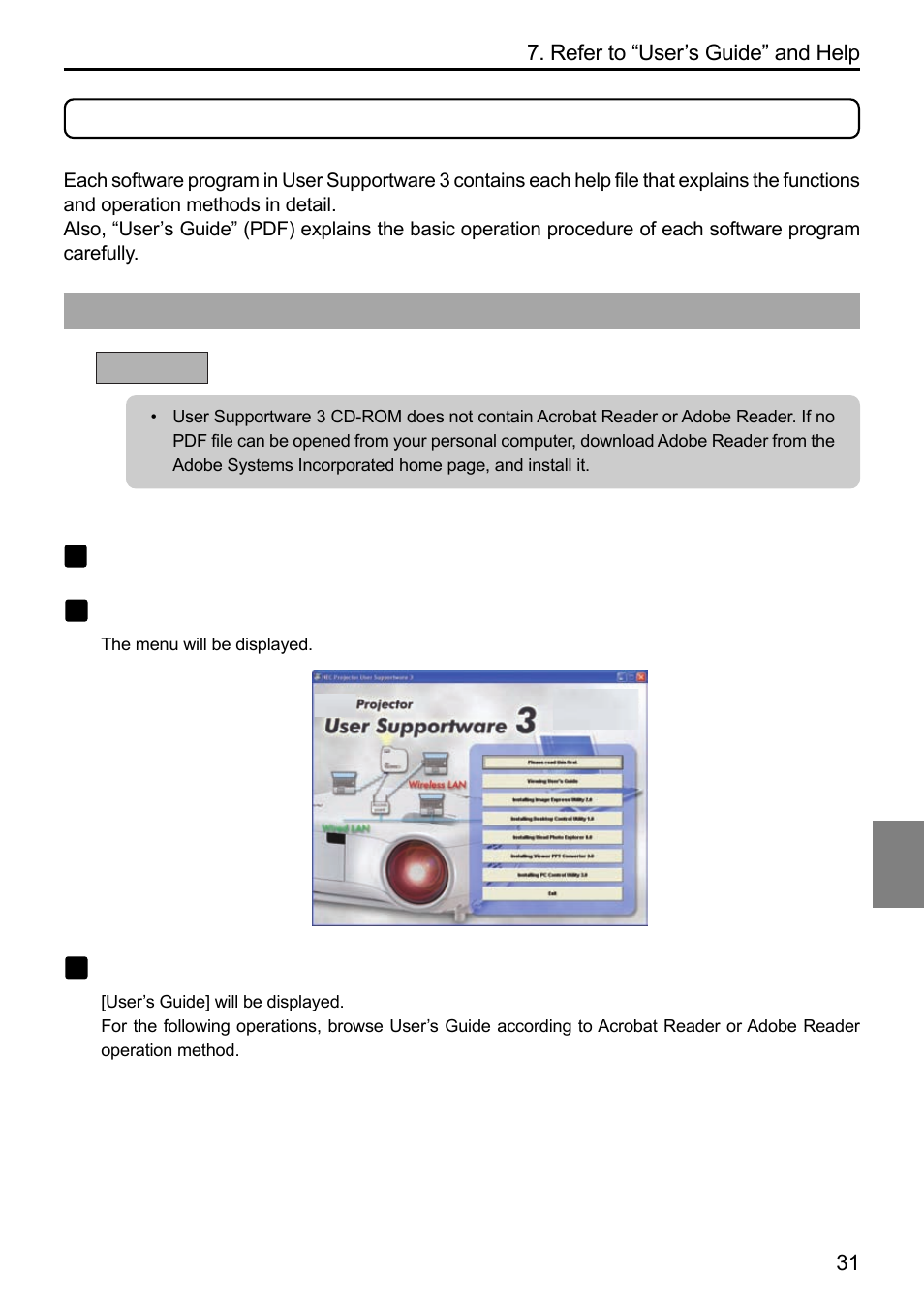 Refer to “user’s guide” and help, 1. displaying “user’s guide” (pdf) | Dukane 8808 User Manual | Page 173 / 178