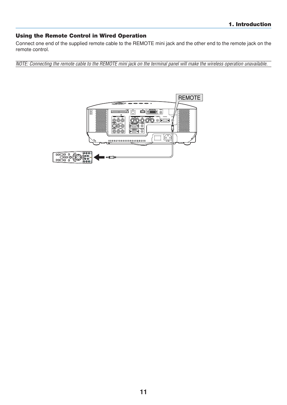 Using the remote control in wired operation, Remote | Dukane 8808 User Manual | Page 21 / 178