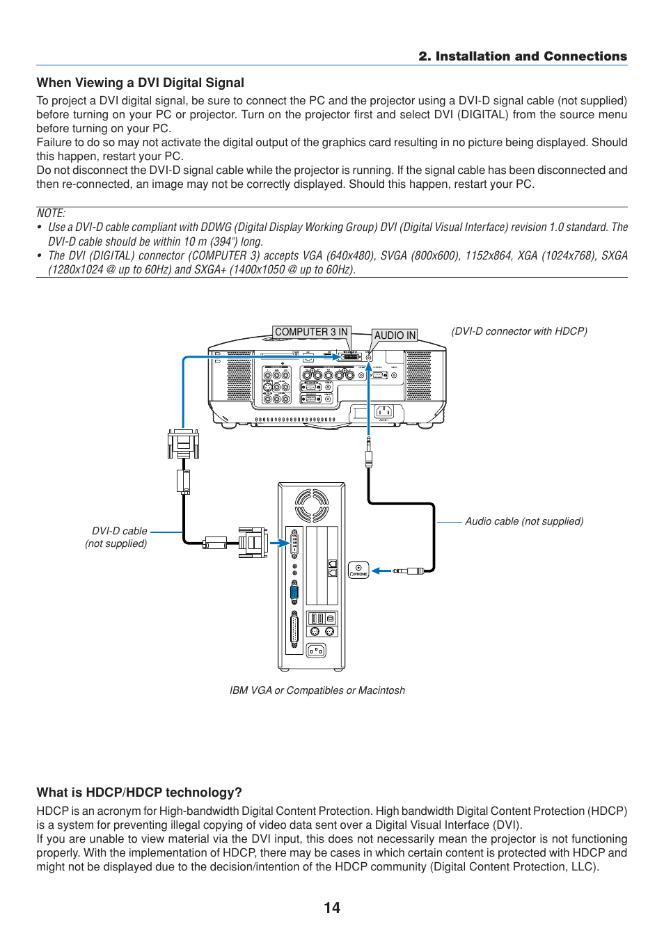 When viewing a dvi digital signal | Dukane 8808 User Manual | Page 24 / 178