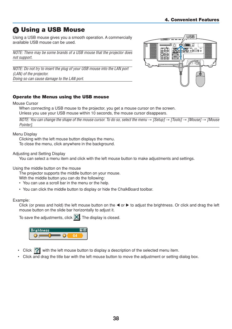 6) using a usb mouse, ᕦ using a usb mouse | Dukane 8808 User Manual | Page 48 / 178
