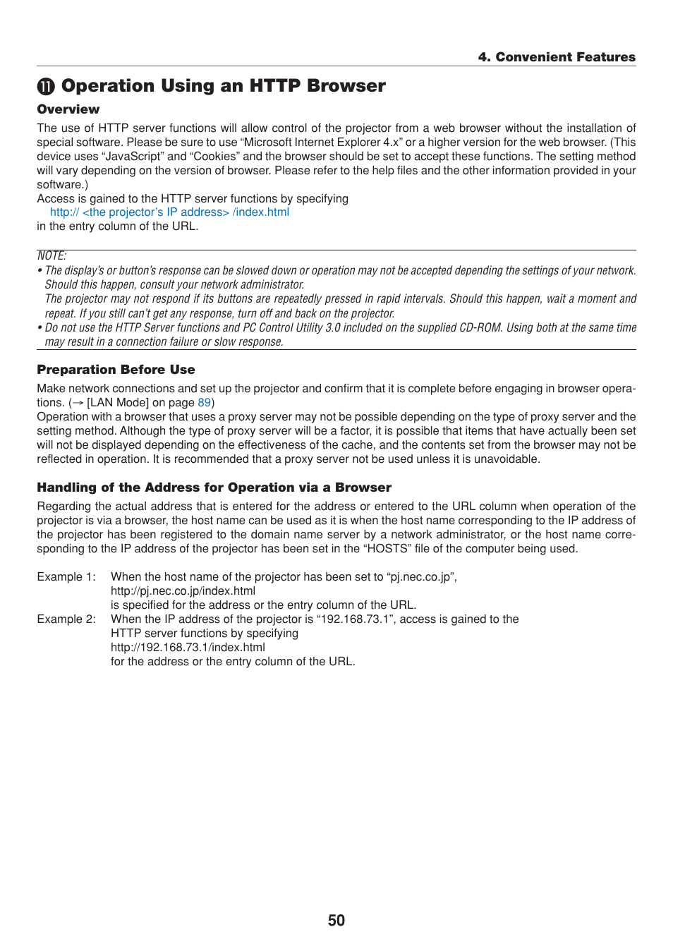 11) operation using an http browser, Overview, Preparation before use | Dukane 8808 User Manual | Page 60 / 178