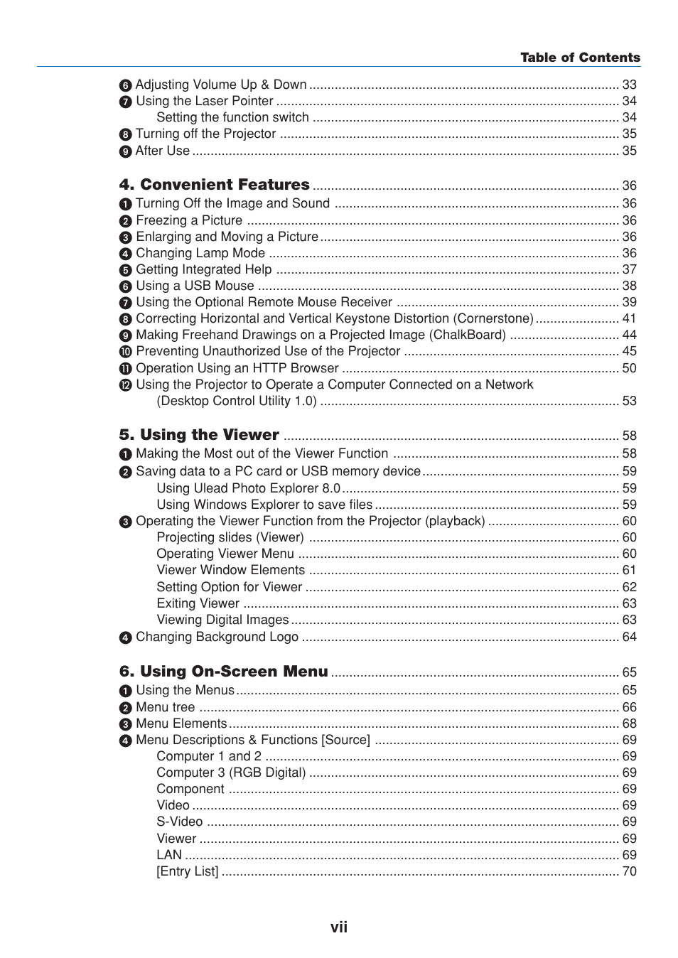 Convenient features, Using the viewer, Using on-screen menu | Dukane 8808 User Manual | Page 9 / 178