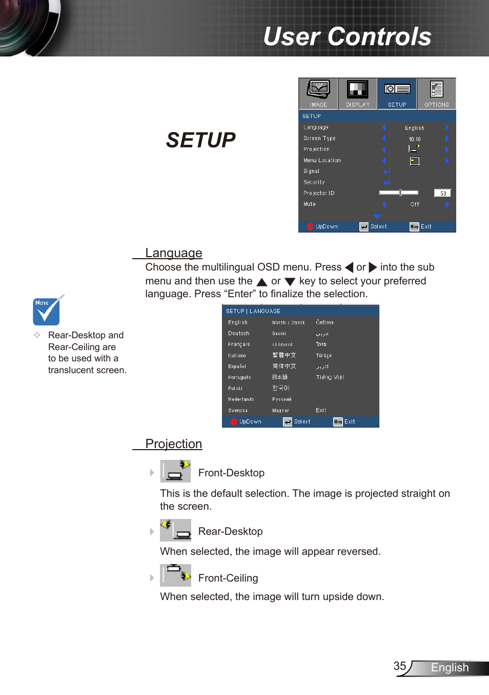 User controls, Setup | Dukane Data Video Recorder 8412 User Manual | Page 37 / 70