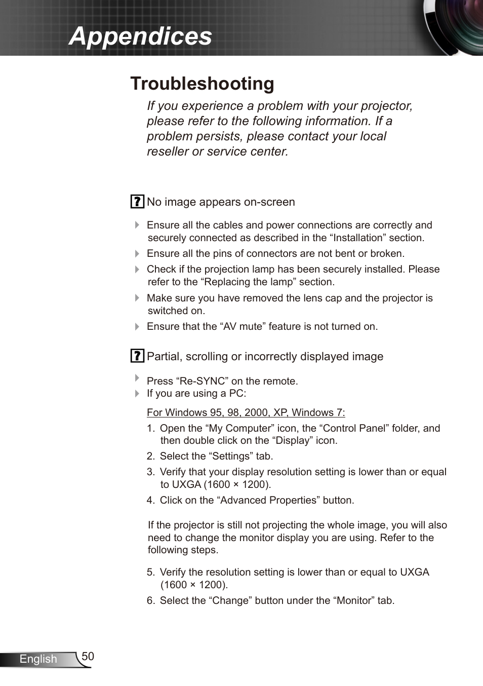 Appendices, Troubleshooting | Dukane Data Video Recorder 8412 User Manual | Page 52 / 70