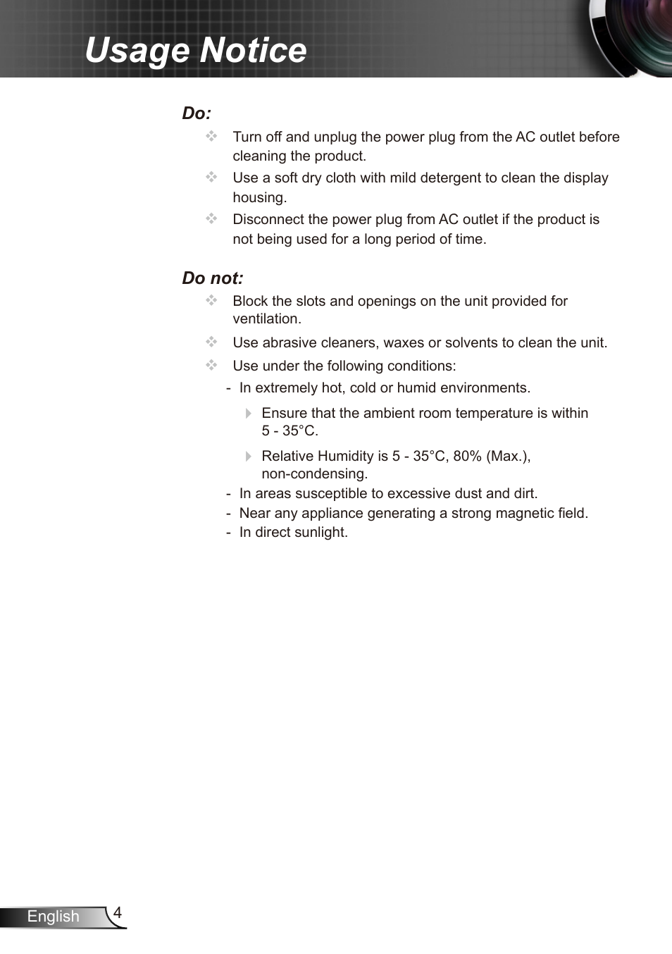 Usage notice | Dukane Data Video Recorder 8412 User Manual | Page 6 / 70