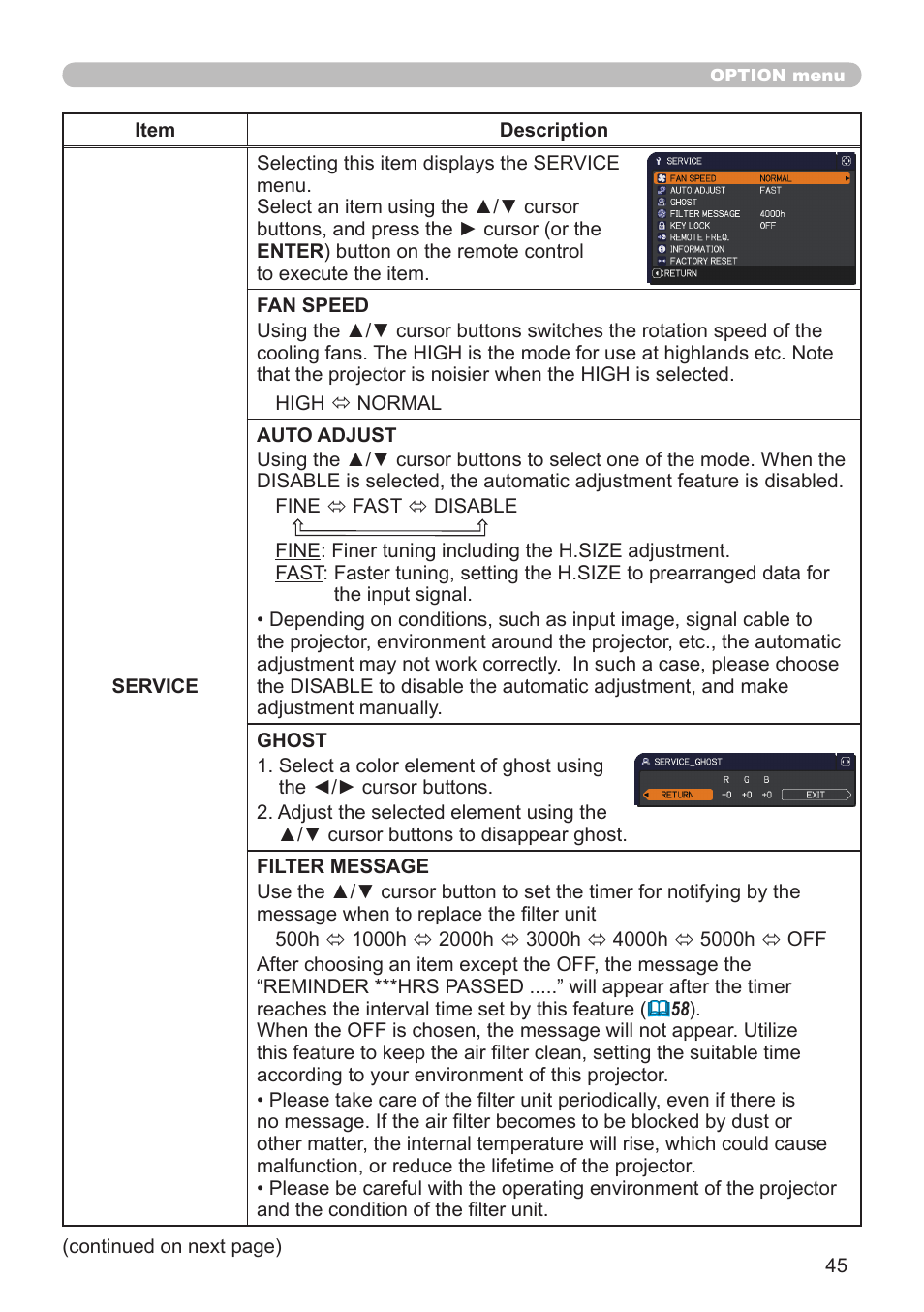 Dukane Projector 8110H User Manual | Page 45 / 65