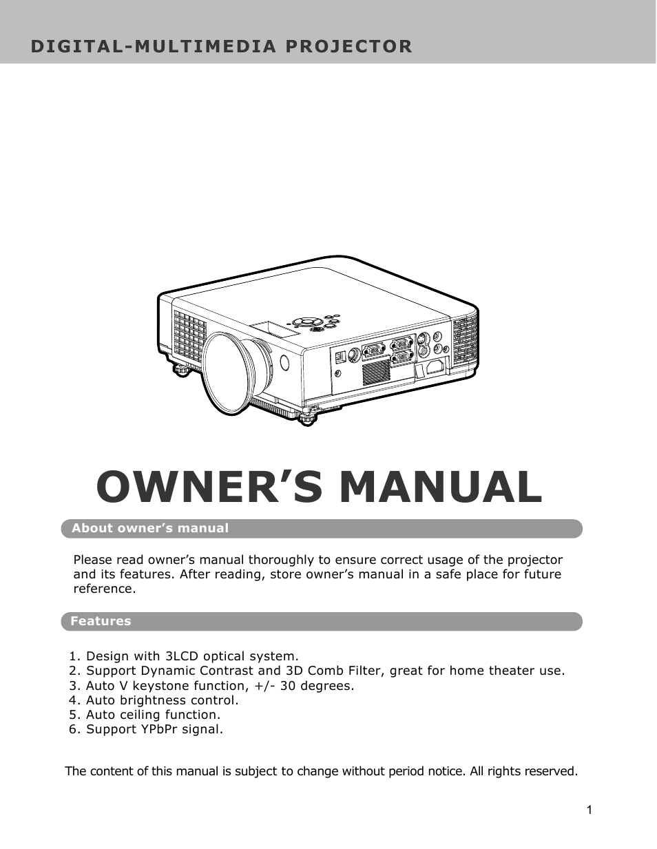 Dukane Digital-Multimedia Projector None User Manual | 52 pages