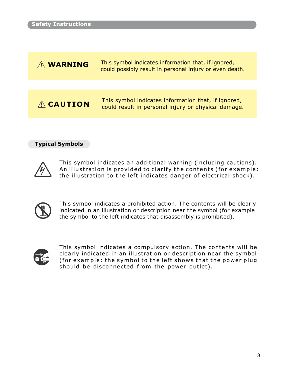 Warning, Caution | Dukane Digital-Multimedia Projector None User Manual | Page 3 / 52