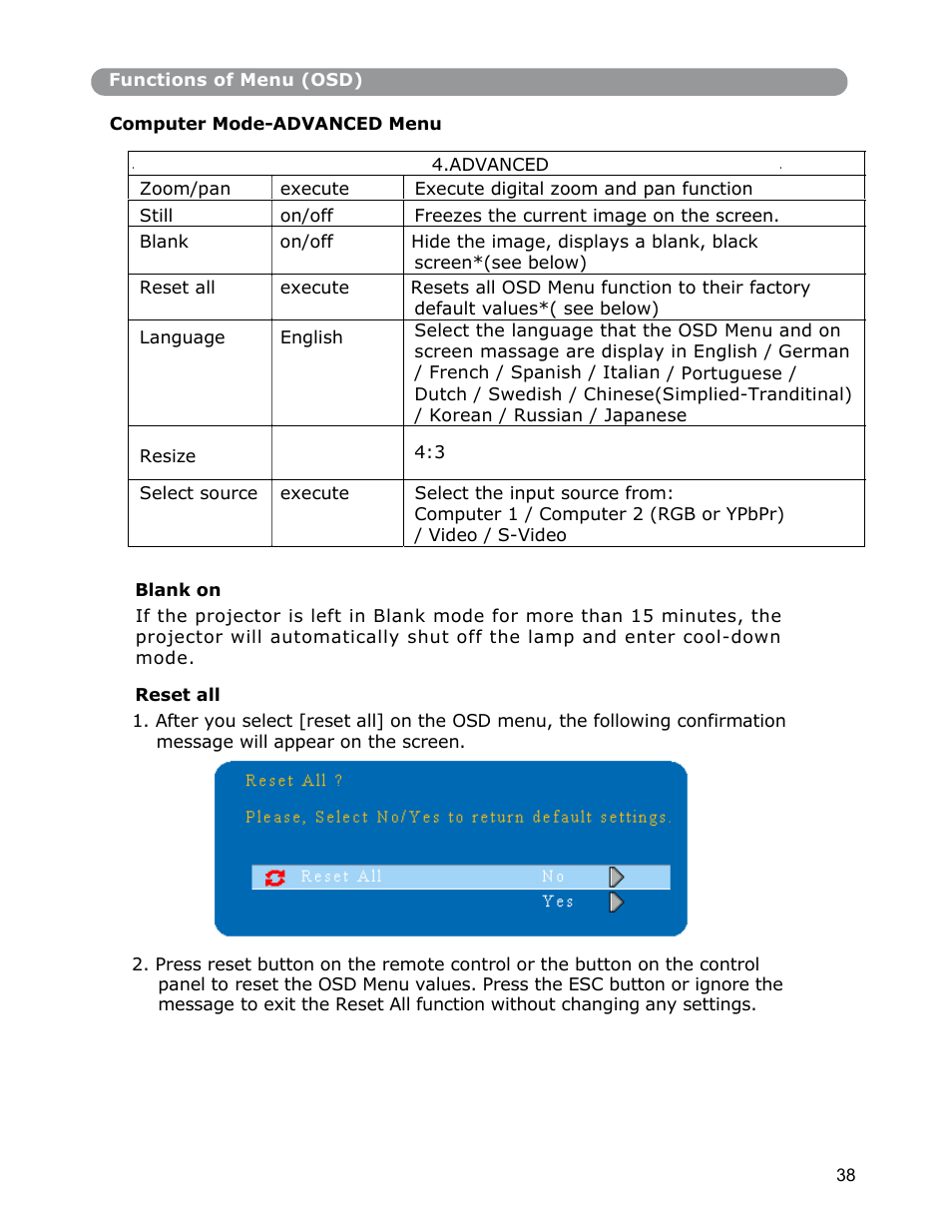 Dukane Digital-Multimedia Projector None User Manual | Page 38 / 52