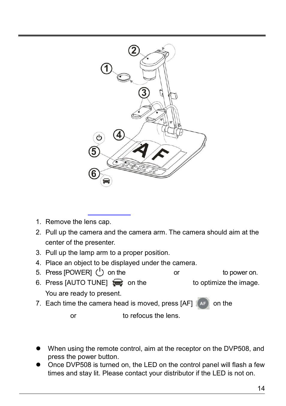 Chapter 5, Start using, Chapter 5 start using | Dukane Document Camera DVP508 User Manual | Page 15 / 45