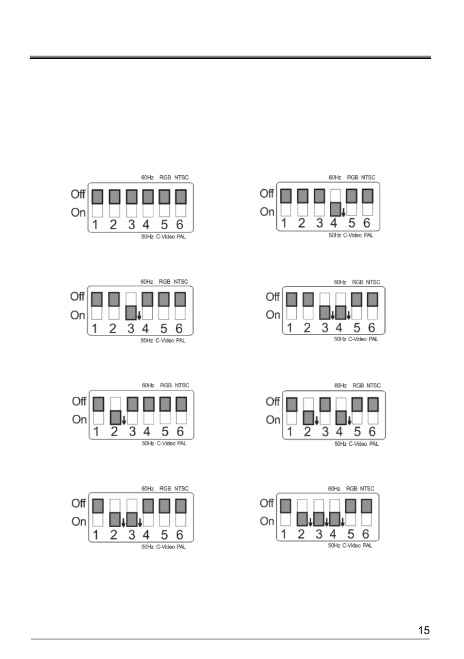 Chapter 6, Dip switch settings, Connecting to a projector or monitor | Chapter 6 dip switch settings, 1 connecting to a projector or monitor | Dukane Document Camera DVP508 User Manual | Page 16 / 45