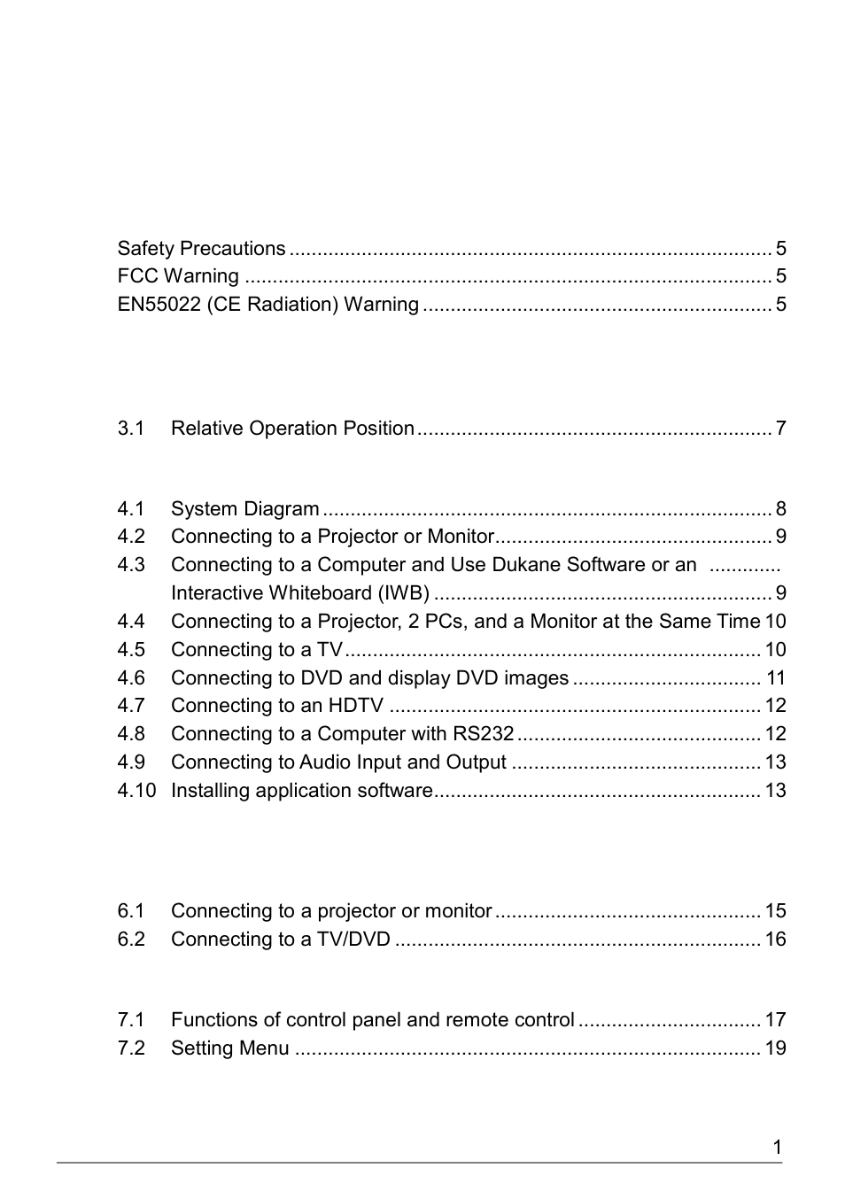 Dukane Document Camera DVP508 User Manual | Page 2 / 45