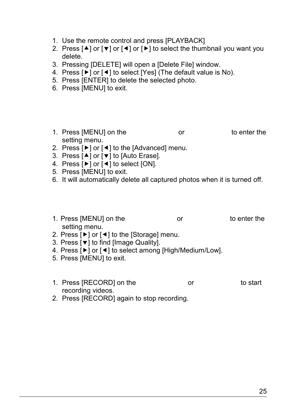 I would like to delete captured images, Is turned off (auto erase), I would like to record motion images (record) | 13 i would like to record motion images (record) | Dukane Document Camera DVP508 User Manual | Page 26 / 45