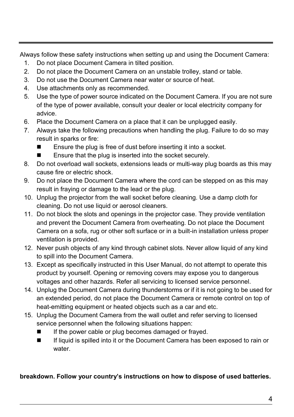 Chapter 1, Precautions, Chapter 1 precautions | Dukane Document Camera DVP508 User Manual | Page 5 / 45